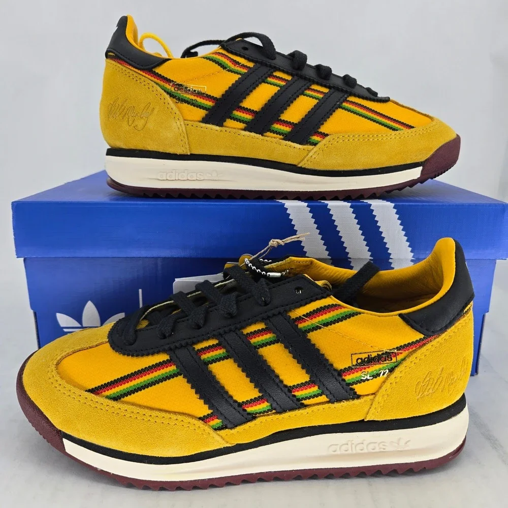 Adidas SL 72 RS JFF Bob Marley Jamaica Yellow Black Sneakers KI8575 Mens 5 NEW